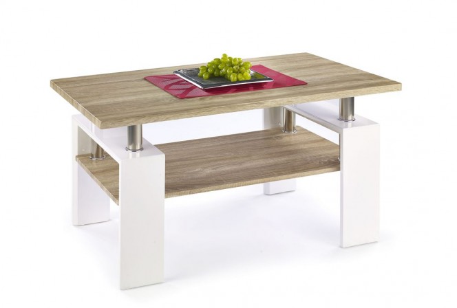 DIANA H MDF bench table and shelf white / legs sonoma oak