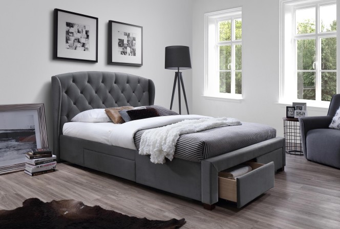 GINA - 160 cm grå säng