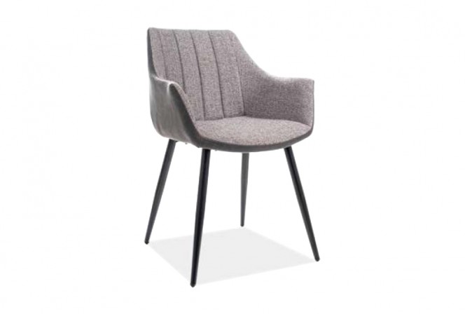 KLAVER - Bekväm stol i ekoläder grå