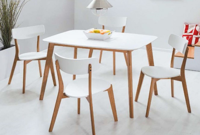 BIELLA - Härligt matbord i mysig vit ekfärg 120 cm