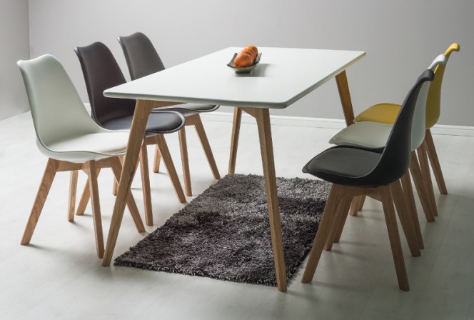 MILANO - Matbord i skandinavisk stil ek/vit 120-160 cm