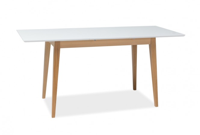 PRIMEIRA - Justerbart vitt matbord i massiv trä 140-190 cm