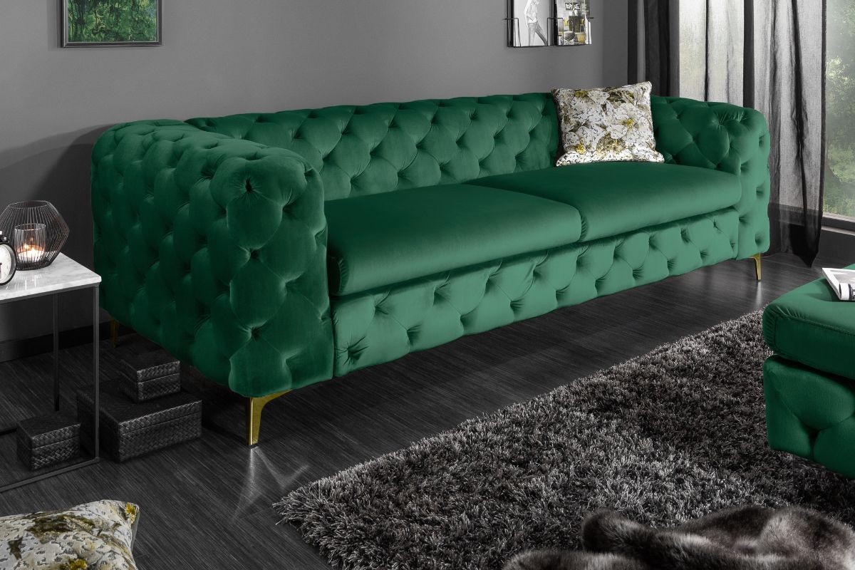 MY - soffa i grön sammet, soffa i baroque stil, grön sammetssoffa