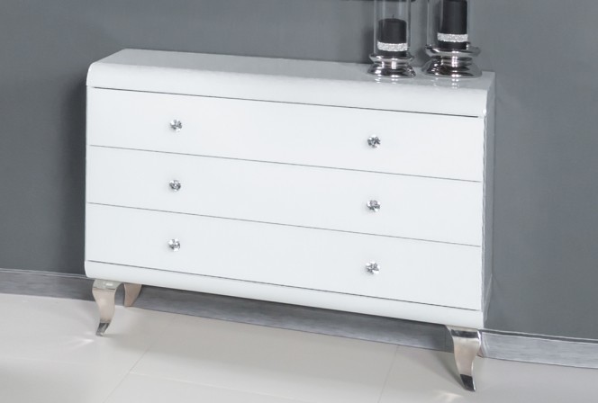 White glass chest of drawers 100 x 41 x 78.5