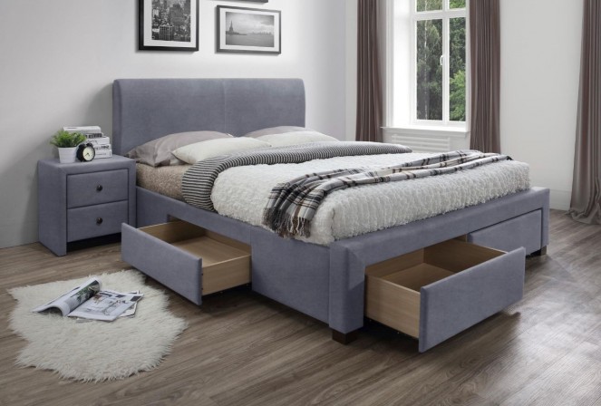 COMO - Modern och praktisk säng i grått 160 cm