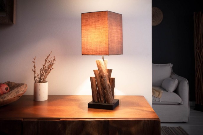 Table lamp Pure Nature 45cm brown iron wood