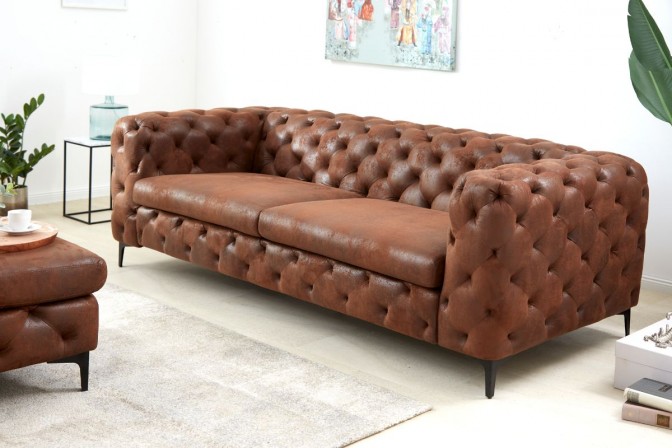 ESPELMA - 240cm modern barock soffa, antikbrunt