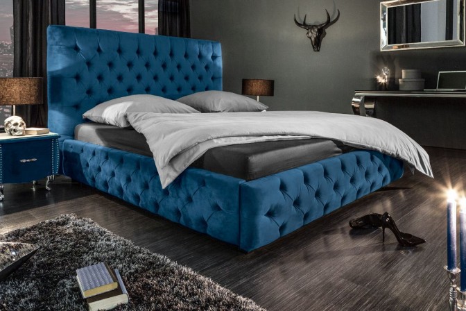 Paris bed 180x200cm dark blue velvet