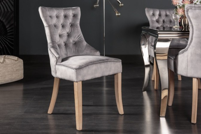 Castle chair velvet gray comfort handle