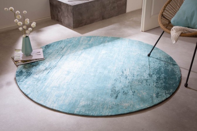 Carpet Modern Art 150cm round turquoise beige