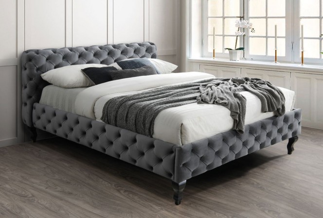 HELENA - 160x200 cm säng i grå sammet