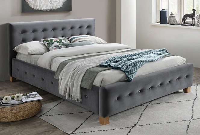 JACKIE - 160x200 cm säng i grå sammet