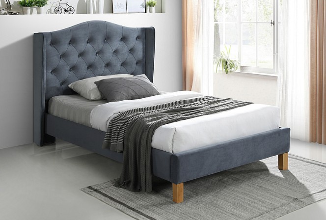 JENNA - 120x200 cm säng i grå sammet