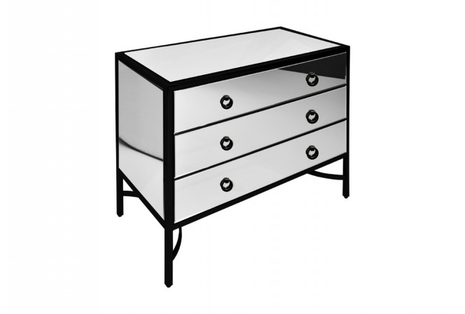 Mirror black chest of drawers with frame 81x40x76 cm