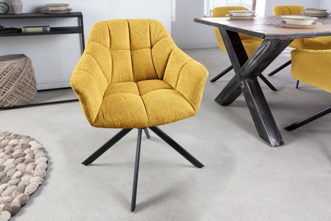 Chair Papillon mustard yellow rotatable