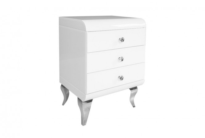 Bedside table white glass 45 x 41 x 66 cm