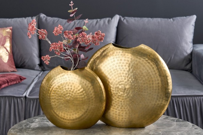 Set of 2 vases Oriental gold 44cm and 33cm