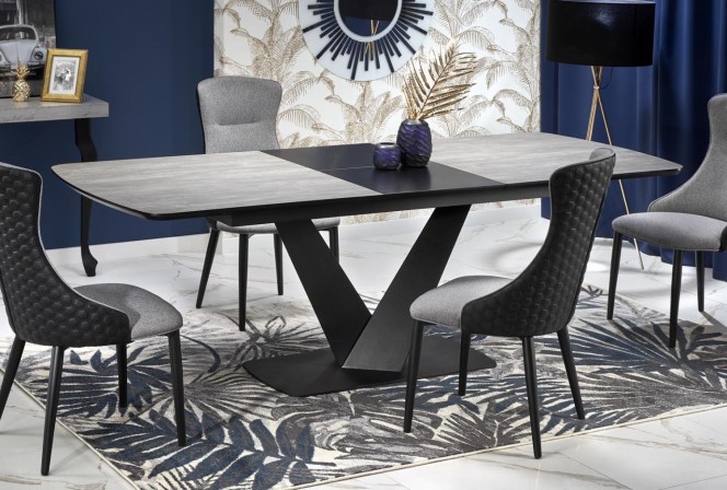 VINSTON extendable table, tabletop - dark gray / black, legs - black