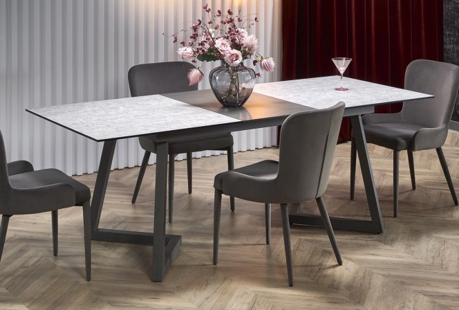 TIZIANO extendable table, top - light gray / dark gray, legs - dark gray