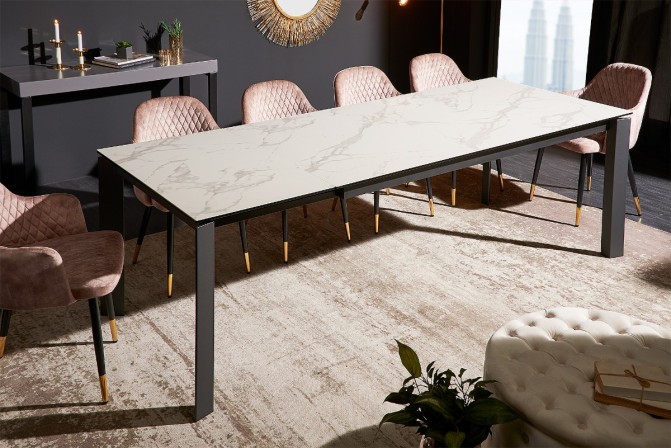 Extendable dining table X7 180-240cm white marble